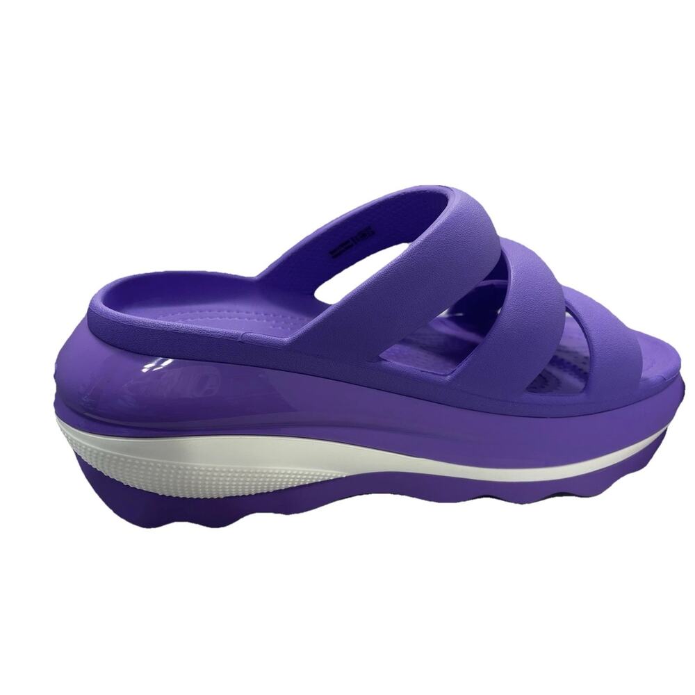 Crocs Mega Crush Triple Strap Platform Sandals Purple Wedge Unisex Men 6 Women 8